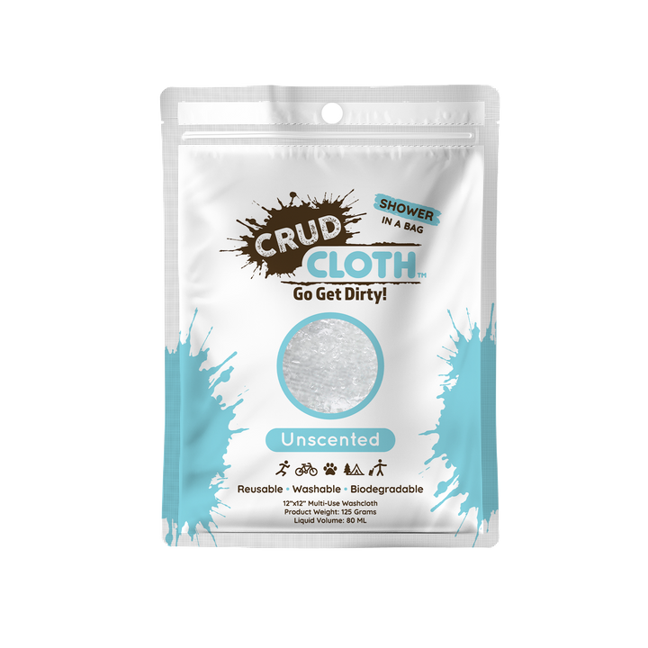 crud cloth 7 pack | bulk bike cleaning cloth | cloth for cleaning bike | bicycle cleaning cloth | shower in a bag | reclosable bag | washable, reusable, biodegradable